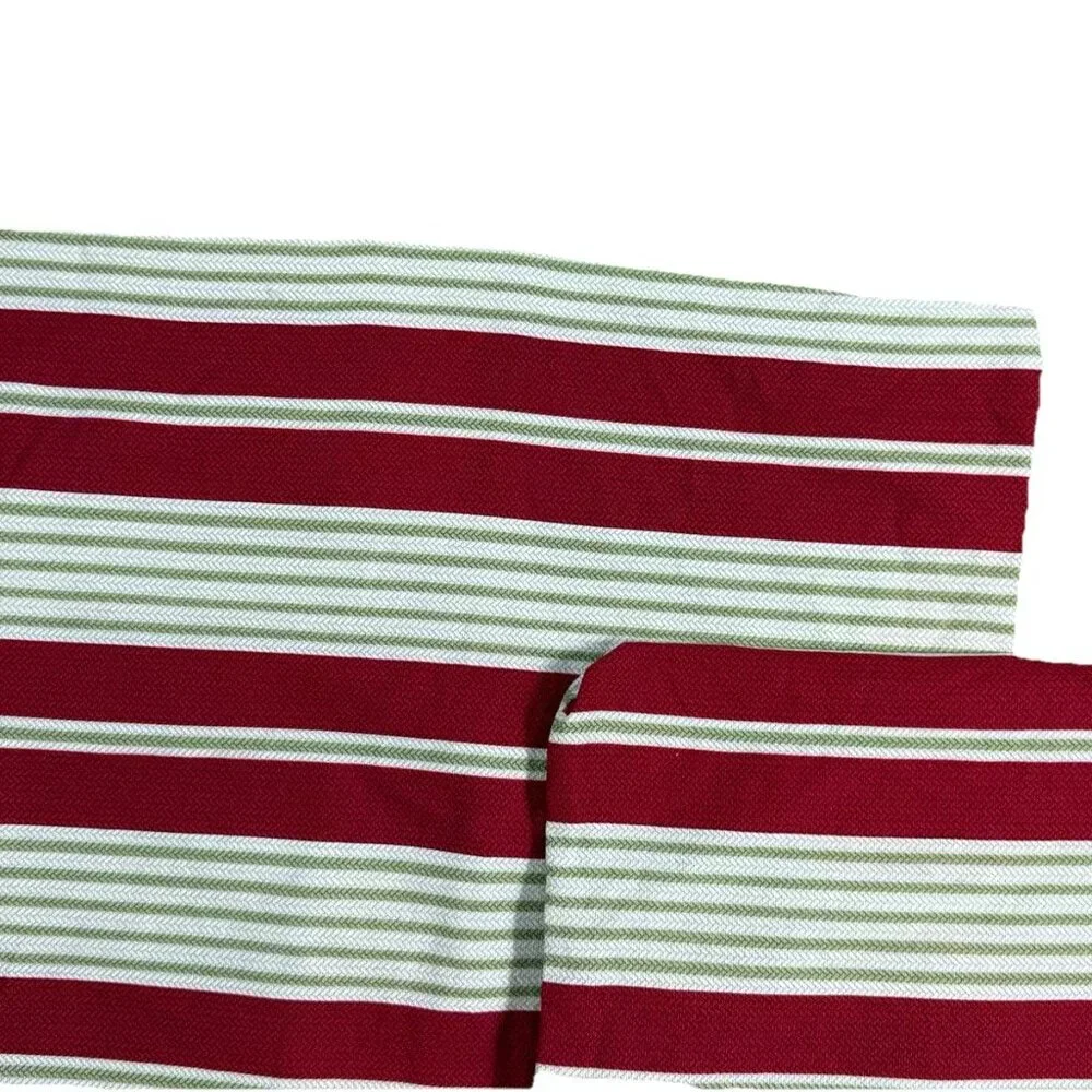 2 Handmade Waverly Pillowcases Shams Covers Pair Red Green White Stripe Euro 17